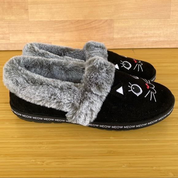Bobs From Skechers Memory Foam Black Meow cat Women's Shoes Size 8 - Picture 2 of 5